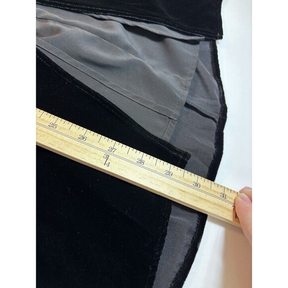 For Love & Lemons Colette Velvet Dress Black XS Wrap Midi Long Sleeve V-neck - Picture 8 of 13